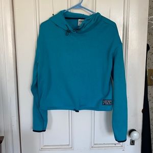 PINK cropped turquoise knit hoody new without tags small.
